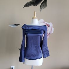 Brand New With The Tags On It Chic Blue Formal Tops, Blue Fitted Silk Tops, Fitted Silk Blue Tops, Fitted Blue Silk Tops, Blue Silk Top For Night Out, Spring Blue Silk Top, Blue Silk Top For Spring, Chic Blue Silk Top, Woman Drawing