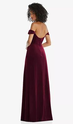 Off-the-shoulder Flounce Sleeve Velvet Maxi Bridesmaid Dress In Cabernet | The Dessy Group Formal Off-shoulder Velvet Dress, Elegant Off-shoulder Velvet Dress, Off-shoulder Velvet Formal Dress, High Neck Maxi Dress, Velvet Bridesmaid Dresses, Velvet Maxi Dress, Velvet Maxi, Maxi Bridesmaid Dresses, Elegant Maxi Dress