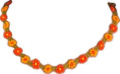 Beaded Flower Necklace, Daisy Choker, Beaded Daisy, Temple City, Orange Light, Dark Orange, Light Orange, Flower Necklace, Necklace Etsy