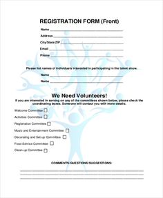 the registration form for volunteers is shown