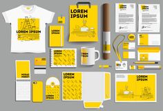 the corporate identity and branding design for construction company, including t - shirt, mug, pen