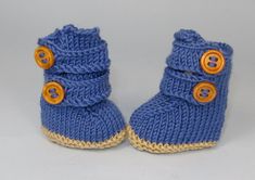 This is my Baby 2 Strap Boots (booties ) knitting pattern.  These fantastic unisex booties are quick and easy to make.  They are worked flat on 2.75 mm needles in any dk 8ply yarn of your choice and are knit entirely in one piece.  The knitting pattern provides full instructions for 4 sizes, XS (preemie - tiny baby), S ( newborn - 3 months), M (3-6 months) and L (6 - 9 months).There are also lots of photos to help you along the way. Your knitting pattern will be emailed to you as a pdf download immediately after payment is received. N.B. Knitting pattern only. Strap Boots, Bamboo Knitting Needles, Animal Knitting Patterns, Knitted Booties, Beginner Knitting Projects, Baby Knitting Patterns Free, Knitting Instructions, Boot Straps, Knitted Baby