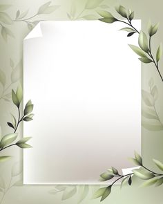 an empty paper with green leaves on it