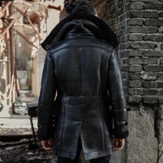 1 new message Aviator Leather Jacket, Leather Jumpsuit, Long Leather Coat, Long Black Coat, Double Collar, Sheepskin Jacket, Distressed Jacket, Oversized Collar, Sheepskin Coat