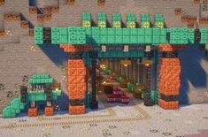 an image of a minecraft portal with lots of green and orange blocks on it