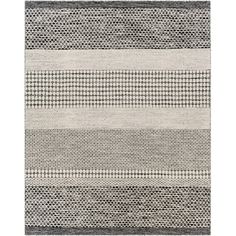 an area rug with black and white stripes on the bottom, in various sizes and colors