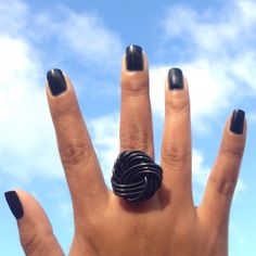 BLACK BAY KNOT RING -  Aren't these just the cutest rings! Such a fun accessory to add color to your outfit, mixing or matching with your nail colors and brightening up your day. This cute, fun, and funky rings are handmade and totally unique. Made with anodized aluminum, it's lightweight and waterproof. Half sizes and other sizes not listed are available; let me know in the comments at checkout. * 25 x 25mm * 100% anodized aluminum * Handcrafted in Chicago Note: Please keep in mind that slight Trendy Handmade Party Rings, Trendy Adjustable Rings For Party, Trendy Adjustable Rings For Parties, Adjustable Trendy Party Rings, Adjustable Black Rings For Party, Adjustable Black Party Rings, Adjustable Black Party Ring, Casual Handmade Rings As Gifts, Casual Handmade Ring As Gift