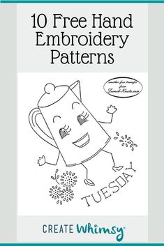 an adult coloring book with the title 10 free hand embroidery patterns