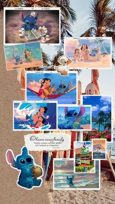 an advertisement for disney's animated movie, pooh and tiki on the beach