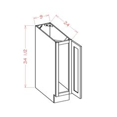 a drawing of a corner cabinet with measurements