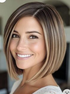 Straight A Line Bob, Bob Stacked Haircut, Long Bob For Fine Hair Round Face, Straight Bobs For Fine Hair, A Line Haircuts For Women, Slightly Stacked Bob, Shoulder Length Angled Bob, Short Hairstyle Women Bob, Bobby Haircut