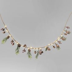 christmas garland with pine cones and lights