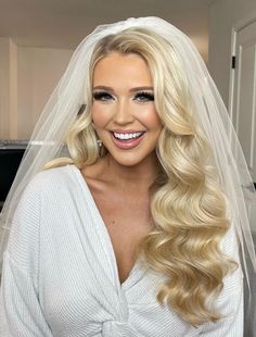 a woman with blonde hair wearing a wedding veil