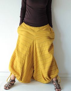 Pants...Mustard /black /dark green/ kaki /capris pant /funky pants /hippie pants  /harem pants /Line Casual Yellow Cotton Wide Leg Pants, Casual Spring Harem Parachute Pants, Spring Harem Parachute Pants With Pockets, Summer Cotton Lagenlook Harem Pants, Yellow Harem Pants With Pockets, Cotton Wide Leg Harem Pants With Relaxed Fit, Relaxed Fit Cotton Wide Leg Pants In Yellow, Relaxed Fit Yellow Cotton Wide Leg Pants, Baggy Lagenlook Harem Pants For Spring