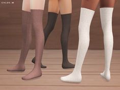 three pairs of women's knee high socks in different colors