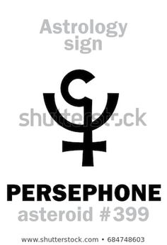 the astrology sign for persephone is shown in black on a white background