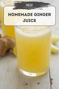 fresh homemade ginger juice in two glasses