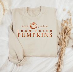 Hand Picked Farm Fresh Pumpkins Cream Crewneck or Tee / Fall T-Shirts / Fall Crewnecks / Fall Outfits / Fall Shirts / Fall Affordable Cute Fall Shirt, Cheap Fall Crew Sweater, Cream Fall Shirt, Affiliate Marketing Content, Cream Crewneck, Farm Fresh Pumpkins, Fall Attire, Pumpkin Picking, Marketing Content