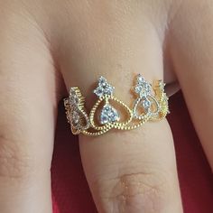 14k Gold Fancy Crown Ring With Cz Stones Size #7 . Fancy Crown, Crown Ring, Ring Color, 14k Gold Ring, Cz Stone, Ring Shopping, Gold Ring, Diamond Bracelet, Gold Rings