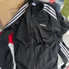 Brand New Track Jacket. Comfy And Fitted! Black Long Sleeve Track Jacket For Spring, Adidas Black Track Jacket For Spring, Spring Adidas Black Track Jacket, Adidas Casual Fall Outerwear, Casual Black Adidas Outerwear, Varsity Jackets, Adidas Track Jacket, Adidas Track, Adidas Jackets