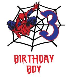 a spiderman birthday card with the number 3 on it