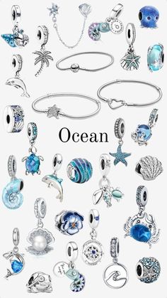 Beach Aesthetic Jewelry, Blue Pandora Bracelet, Pandora Summer, Spring Jewelry Trends, Pandora Bracelet Charms Ideas, Pandora Bracelet Designs, Pandora Blue, Pandora Jewelry Charms, Jewelry Pandora