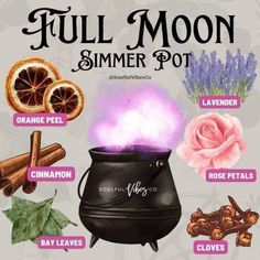 Full Moon Simmer Pots Witchcraft, Full Moon Altar Ideas, Full Moon Simmer Pot Recipes, Summer Solstice Full Moon, September Rituals, Full Moon Recipes, Beaver Moon Ritual, Sturgeon Moon Ritual, Full Moon Spell Jar