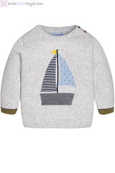 Baby Boy Nautical Sweater in Grey www.kidswithstyle.com #babyclothes  #babyboy #babyfashion #boymom #baby #babygifts Gingham Outfit, Nautical Sweater, Cool Kids Clothes, Linen Romper, Breezy Dress