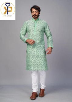 KPD1073 Designer Green Kurta Pyjama Set Fine Quality and Soft on the skin. New Color with great design.  Kurta Material- Silk and cotton mix Pyjama Fabric-Raymond Cotton Looks great in house warming parties, weddings, photoshoots, southasian wedding, pooja and festival get togetherness i.e. diwali , holi, independence days, EID, Navratri etc. Our Kurta Pyjama can be ordered in bulk in advance for your weddings, engagement ceremonies, dance shows or ethnic parties. If you do not find your size, D Green Cotton Sherwani With Straight Kurta, Pista Green Cotton Sherwani For Diwali, Green Cotton Long Sleeve Sherwani, Pista Green Cotton Sherwani For Eid, Fitted Pista Green Cotton Kurta, Green Long Sleeve Cotton Traditional Wear, Green Long Sleeve Cotton Kurta, Fitted Green Cotton Sherwani, Fitted Green Cotton Kurta