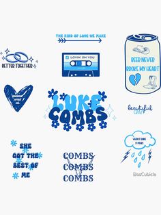 various logos and stickers for some kind of product that is being sold on the internet