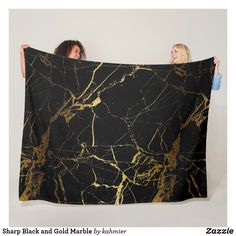 Sharp Black and Gold Marble Fleece Blanket Backboards For Beds, Dancing Diamond, Black And Gold Marble, Vintage Floral Pattern, Gold Marble, Pink Quartz, Blue Design, Retro Floral, Elegant Fashion