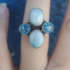 Brand New Handmade Larimar And Faceted Blue Topaz Silver Ring. Size 7 1/2 925 Stamped New To Poshmark? Use Referral Code Kimberlyn222 To Receive $10. Elegant Blue Larimar Rings, Blue Larimar Opal Ring, Blue Round Gemstones Stamped 925, White Larimar Gemstone Jewelry, Elegant Blue Moonstone Ring Stamped 925, Blue Opal Ring With Accent Stones, Blue Larimar Moonstone Ring, Blue Opal Ring With Natural Stones In Sterling Silver, Ring Color