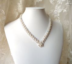 Wedding Jewelry Bridal Necklace Swarovski Pearl by MelJoyCreations, $83.00 Cream Pearl Necklace With Pendant For Wedding, Cream Pearl Pendant Necklace For Wedding, Cream Pearl Drop Necklace For Wedding, Elegant Handmade Cream Pearl Necklace, Handmade Cream Pearl Necklace For Wedding, Handmade Elegant Pearl Necklace For Wedding, Pearl White Beaded Necklaces With Pearl Drop For Wedding, Pearl White Beaded Necklace With Pearl Drop For Wedding, Cream Beaded Pearl Necklace For Wedding