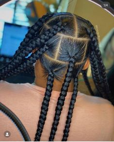 Jumbo French Braids For Black Women, Xxl Knotless Braids, Jumbo Knot Less Braids, 4 Jumbo Box Braids, Jumbo Box Braids Parting Pattern, Jumbo Braid Hairstyles, Jumbo Braids For Black Women, 6 Jumbo Box Braids, Jumbo Braids Hairstyles