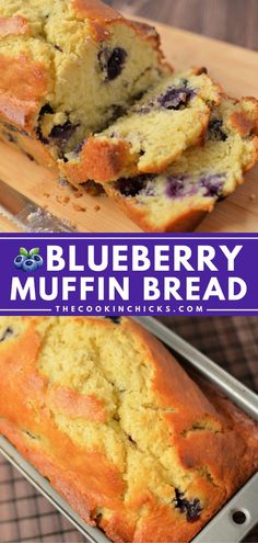 blueberry muffin bread on a cutting board