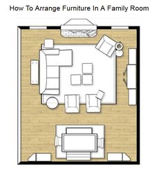 an overhead view of a living room and dining room with the floor plan drawn out