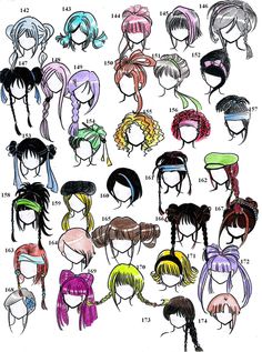 an image of many different colored hair styles