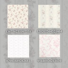 four different types of wallpapers with numbers and designs on the same sheeting