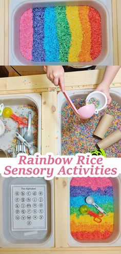 rainbow rice is an easy and fun activity for toddlers