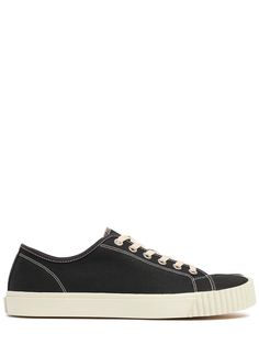 Canvas upper. Front lace-up closure. Reinforced eyelets. Split toe. Logo details. Leather lining. Rubber sole Maison Margiela Tabi, Margiela Tabi, Sport Swimwear, Sports Sweatshirts, Crossbody Messenger Bag, Low Top Sneakers, Sports Accessories, Sports Brands, Swim Accessories