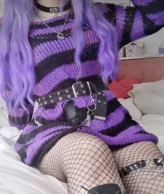 Grunge Outfits Winter, E Girl Clothes, Cute Edgy Outfits, Outfit Grunge, E Girl Outfits, Purple Outfits