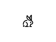 a rabbit is shown in the middle of a line art style, with black and white colors