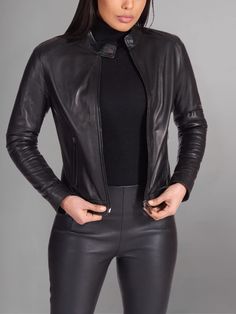 Jackets Women, Jacket For Women, Leather Motorcycle Jacket, Leather Jackets Women, Leather Jackets, Leather Material, Blue Leather, Rich Color, Motorcycle Jacket