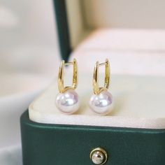 12mm Big Pearl Drop Earrings | Gold Pearl Huggie Earrings in 18K Gold – Huge Tomato Real Pearl Earrings, Pearl Drop Earrings Gold, Earrings Real, Drop Earrings Gold, Big Pearl, Simple Tshirt, Pearl Types, Huggie Earrings, Pearl Color