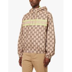 Find GUCCI Brand-print Monogram-pattern Hooded Shell Jacket 38 on Editorialist. Gucci shell jacket100% polyester; lining 70% polyamide, 30% elastaneConcealed zip fastening at frontRelaxed fit, drawstring hood, long sleeves, elasticated cuffs, branding at chest, two zipped pockets at front, all-over monogram pattern, lined, partially elasticated at hemSpecialist dry cleanMade in ItalySize UK 40: length 27in / 69cm, chest 50in / 127.5cmModel is 6ft 2in/1.88m and wears a size UK 40Midweight, non-st Casual Gucci Outerwear With Drawstring Hood, Gucci Long Sleeve Outerwear With Drawstring Hood, Gucci Outerwear With Drawstring Hood For Fall, Gucci Hooded Outerwear With Drawstring, Gucci Winter Outerwear With Drawstring Hood, Luxury Winter Outerwear With Monogram Print, Luxury Monogram Printed Outerwear For Winter, Luxury Monogram Print Outerwear For Winter, Luxury Monogram Print Winter Outerwear