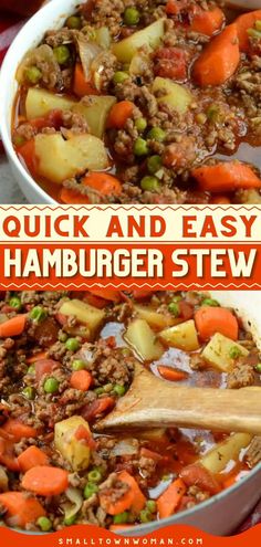 EASY HAMBURGER STEW, comfort food recipes, easy weeknight dinner Ground Beef Stew Recipes, Ground Beef And Vegetables, Ground Beef Stew, Ground Beef Stews, Beef Stew Recipes, Hamburger Stew, Beef And Vegetables, Chicken Honey, Easy Hamburger