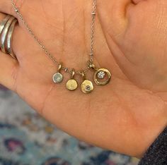 Affordable Handmade Minimalist Charm Necklaces, Luxury Handmade Pendant Charms, Luxury Minimalist Jewelry With Charms, Dearly Bethany Jewelry, Necklace With Ring On It, Gold Pendent Necklace, 18th Century Jewelry, Silver And Gold Necklace, The Bling Ring