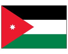 the flag of jordan is shown in red, white and green with a star on top