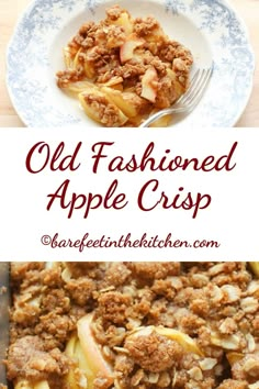 an old fashioned apple crisp on a plate