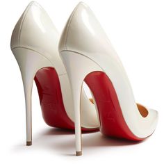 Christian Louboutin So Kate 120mm pearlescent pumps ($610) ❤ liked on Polyvore featuring shoes, pumps, heels, christian louboutin shoes, heel pump, christian louboutin and christian louboutin pumps White Stiletto Heels, White Stilettos, Red Sole Shoes, Stilettos Heels, Louboutin So Kate, White Leather Shoes, Heels White, White High Heels, Christian Louboutin So Kate